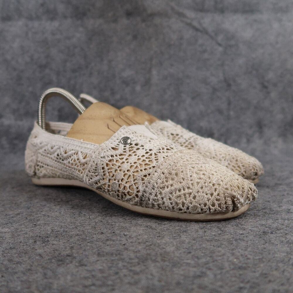Mad Love Shoes Womens 7 Flats Casual Crochet Slip On Loafer Lace White Classic